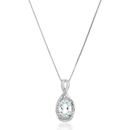 Aquamarine & 1/6 ct Diamond Pendant