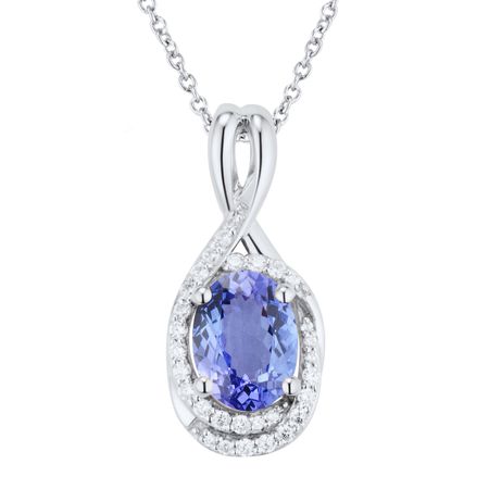 Tanzanite & 1/6 ct Diamond Oval Pendant