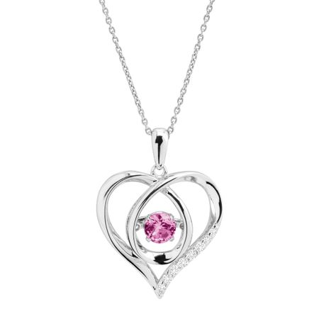 1/2 ct Pink Sapphire Floater Heart Pendant With Cubic Zirconia