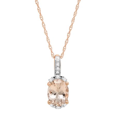 Oval Morganite Pendant with Diamonds