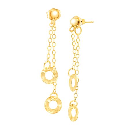 Hammered Circle Drop Earrings