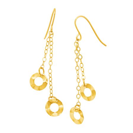 Hammered Circle Chain Drop Earrings