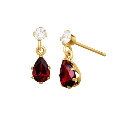 1 ct Garnet & White Topaz Drop Earrings