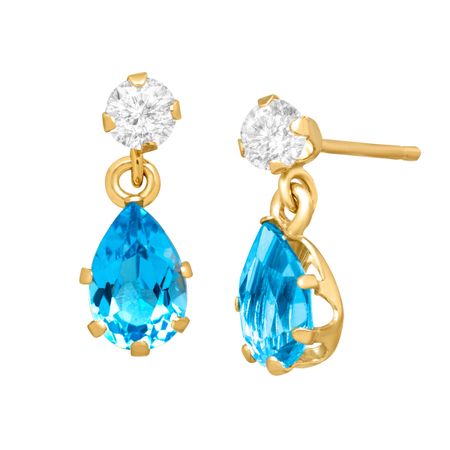 1 1/5 ct Swiss Blue & White Topaz Drop Earrings