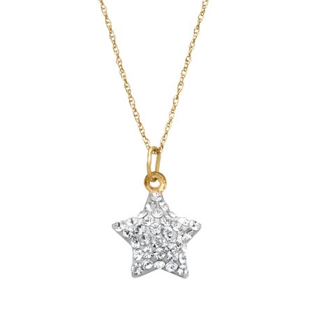 Puffed Star Charm Pendant with Swarovski Crystals