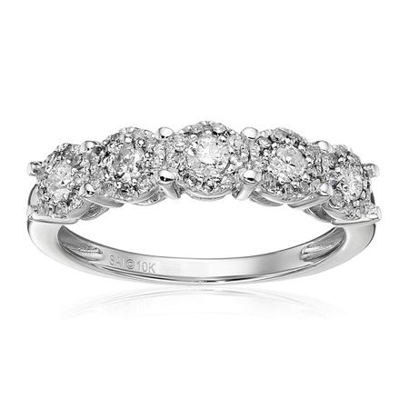 1/2 ct Diamond Five Halo Anniversary Ring