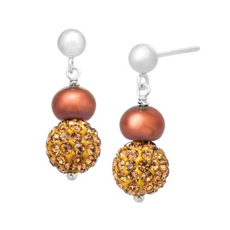 Pearl Drop Earrings with Swarovski Crystals