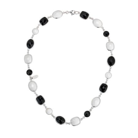 White Agate & Onyx Link Necklace