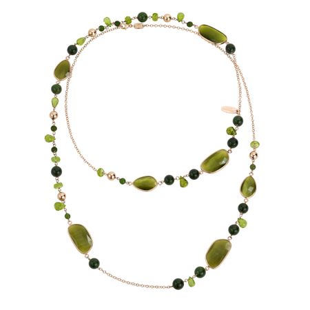 Green Agate Gemstone Long Necklace