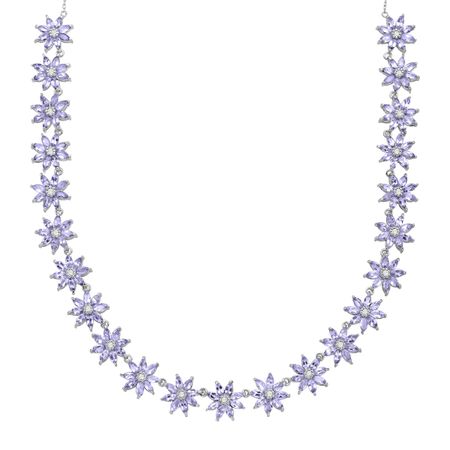 11 ct Tanzanite & White Topaz Floral Necklace