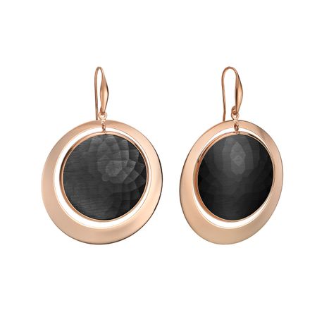 Jet Quartz Drop Hoop Earrings