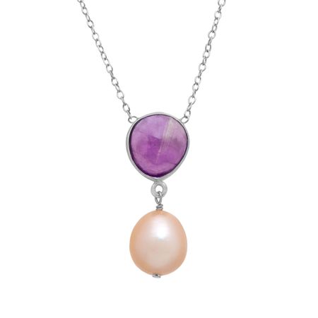Amethyst & Peach Pearl Drop Pendant