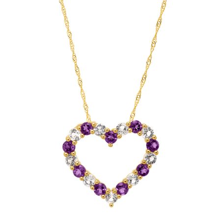 1 1/4 ct Amethyst & White Topaz Open Heart Pendant