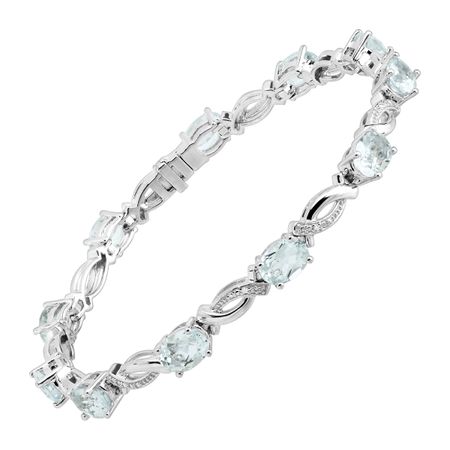 Aquamarine & White Sapphire Tennis Bracelet