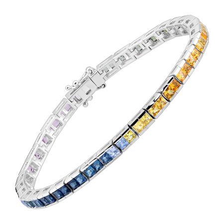 7 1/6 ct Rainbow Sapphire Tennis Bracelet