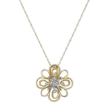 Filigree Sunburst Flower Pendant with Diamonds