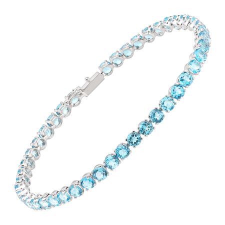 Swiss Blue Topaz Tennis Bracelet, White