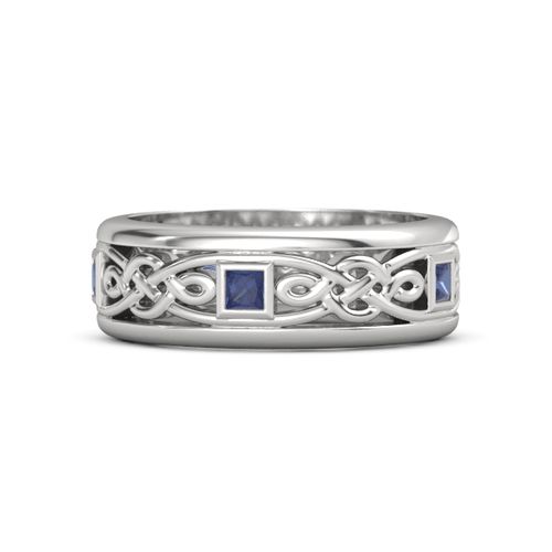 Sterling Silver Ring With Blue Sapphire Alhambra Knot Band Gemvara
