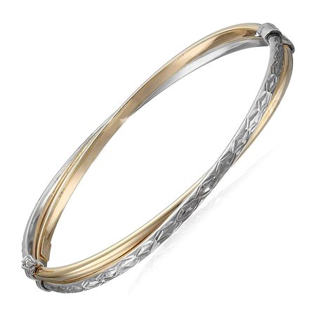 Two-Tone Crossover Bangle Bracelet
