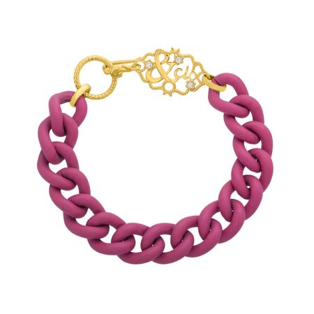 Fuchsia Link Bracelet with Cubic Zirconia