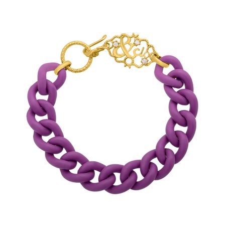 Violet Link Bracelet with Cubic Zirconia