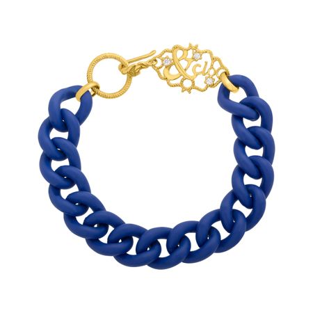 Blue Link Bracelet with Cubic Zirconia