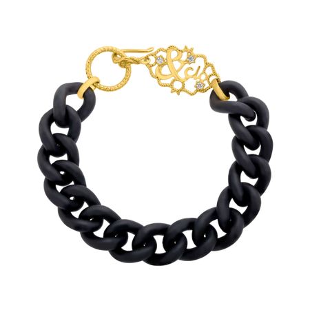 Black Link Bracelet with Cubic Zirconia