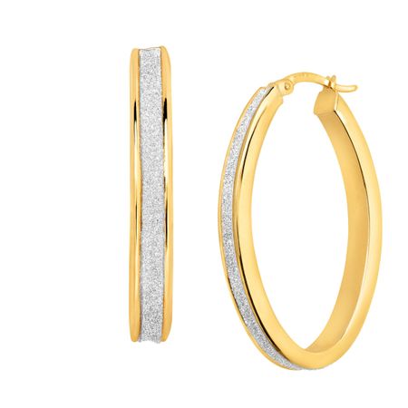 Glitter Oval Hoop Earrings