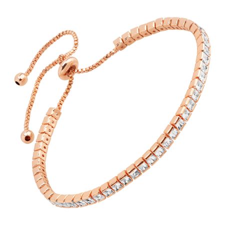 Tennis Bolo Bracelet With Cubic Zirconia, Pink