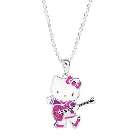 Hello Kitty Guitar Pendant with Crystals