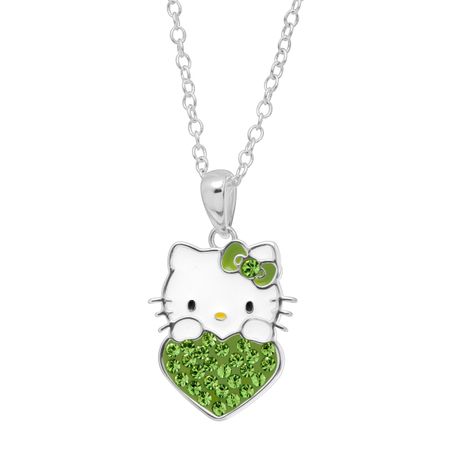 Girl's Hello Kitty August Heart Pendant with Crystals