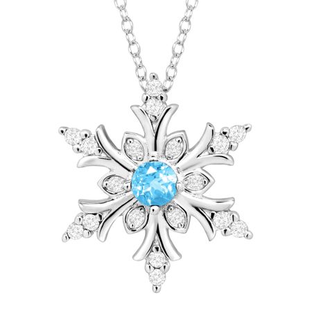 3/8 ct Blue Topaz & White Sapphire Snowflake Pendant