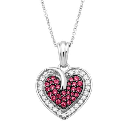 Pink Crystal & Cubic Zirconia Heart Pendant