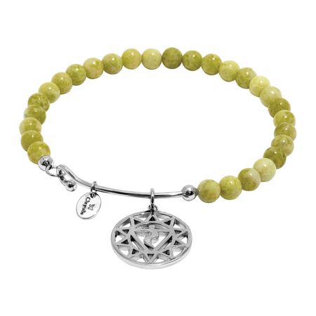 'Solar Plexus' Lemon Jade Agate Charm Bangle Bracelet