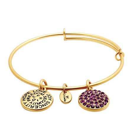 February Bangle Bracelet with Purple Swarovski Crystal