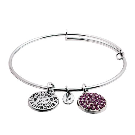 February Bangle Bracelet with Purple Swarovski Crystal