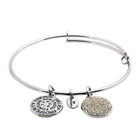 April Bangle Bracelet with White Swarovski Crystals