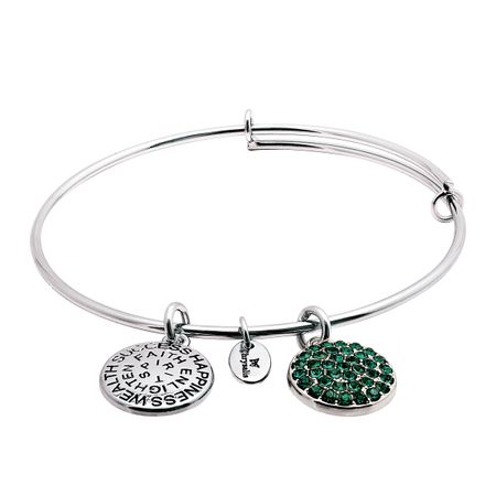 May Bangle Bracelet with Green Swarovski Crystals