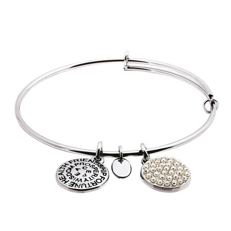 June Bangle Bracelet with Glass Pearls