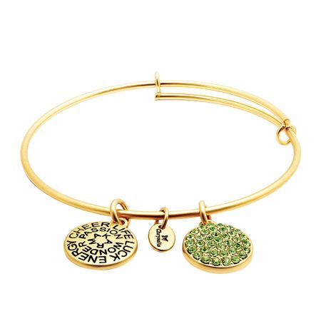 August Bangle Bracelet with Light Green Swarovski Crystals