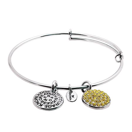 November Bangle Bracelet with Yellow Swarovski Crystals