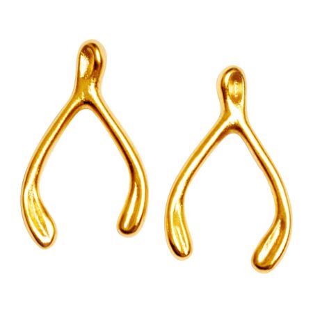 Wishbone Stud Earrings, Yellow