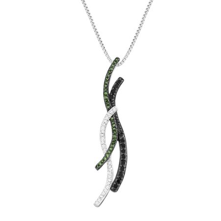 1/3 ct Green, Black & White Diamond Pendant