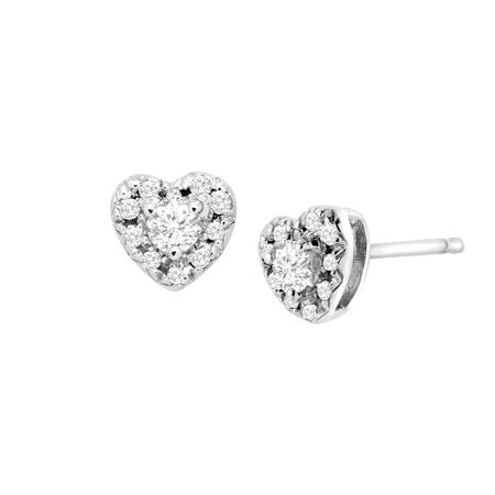 1/4 ct Diamond Heart Halo Stud Earrings