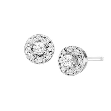 1/4 ct Diamond Round Halo Stud Earrings