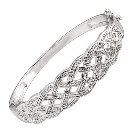 Woven Bangle Bracelet with Diamonds