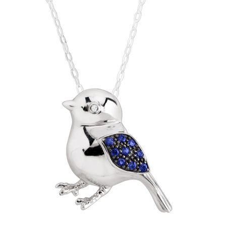 Sapphire Birdie Pendant with Diamond