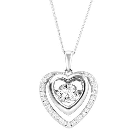 Double Heart Floater Pendant with Cubic Zirconia