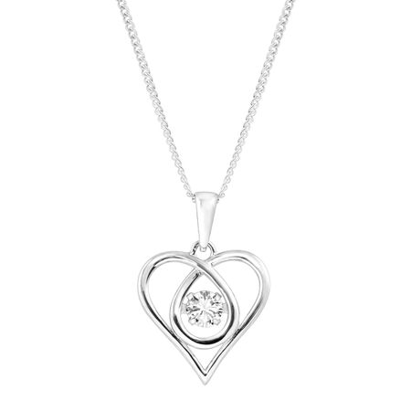 Twisted Heart Floater Pendant with Cubic Zirconia