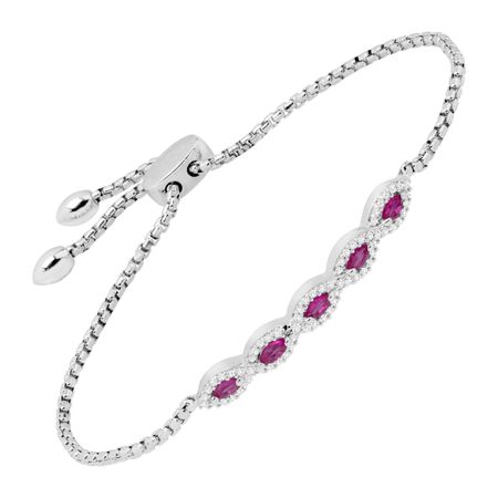 Ruby & White Sapphire Bolo Bracelet